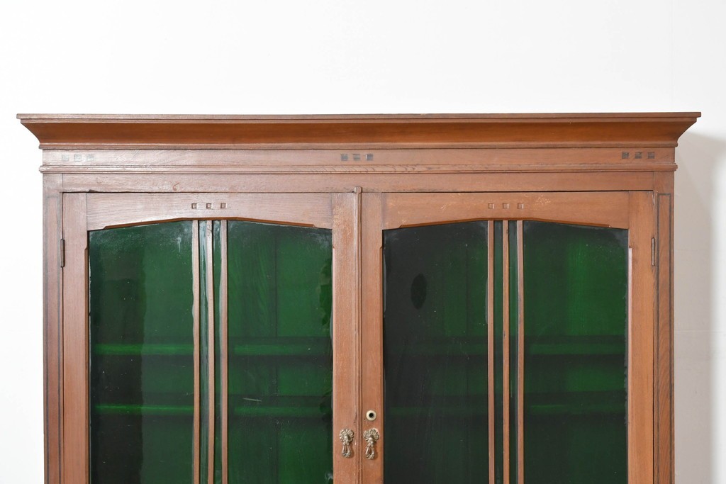 和製アンティーク　栓材　大正ロマン薫る色ガラス入りのキャビネット　(R-086248)