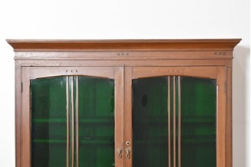 和製アンティーク　栓材　大正ロマン薫る色ガラス入りのキャビネット　(R-086248)