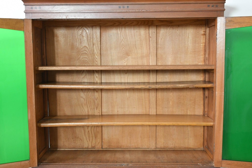 和製アンティーク　栓材　大正ロマン薫る色ガラス入りのキャビネット　(R-086248)