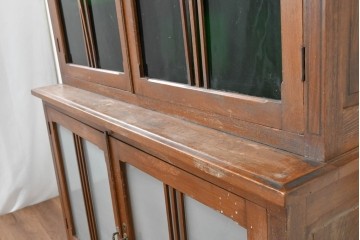 和製アンティーク　栓材　大正ロマン薫る色ガラス入りのキャビネット　(R-086248)