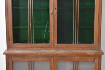 和製アンティーク　栓材　大正ロマン薫る色ガラス入りのキャビネット　(R-086248)