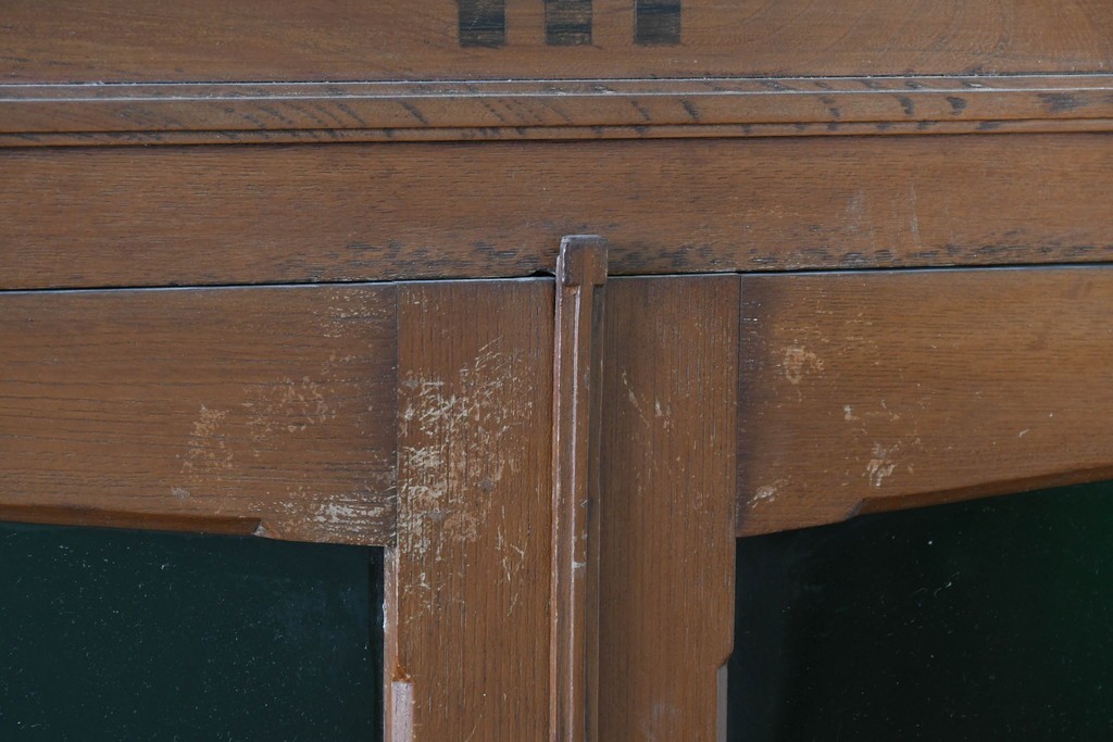 和製アンティーク　栓材　大正ロマン薫る色ガラス入りのキャビネット　(R-086248)