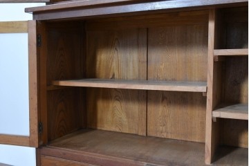 和製アンティーク　栓材　大正ロマン薫る色ガラス入りのキャビネット　(R-086248)