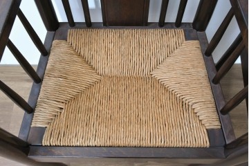 中古　希少モデル　松本民芸家具　ハイバックデザインのHB型ラッシアームチェア2脚セット　定価(2脚合計)約44万6千円　(R-086252)