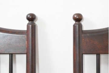 中古　希少モデル　松本民芸家具　ハイバックデザインのHB型ラッシアームチェア2脚セット　定価(2脚合計)約44万6千円　(R-086252)