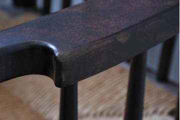 中古　希少モデル　松本民芸家具　ハイバックデザインのHB型ラッシアームチェア2脚セット　定価(2脚合計)約44万6千円　(R-086252)