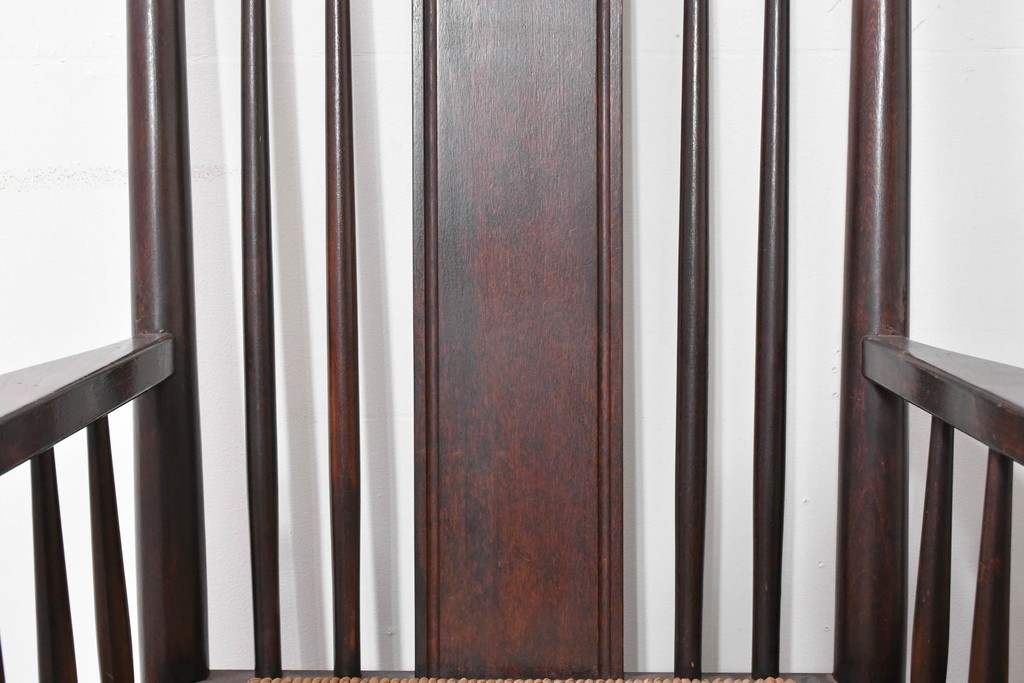 中古　希少モデル　松本民芸家具　ハイバックデザインのHB型ラッシアームチェア2脚セット　定価(2脚合計)約44万6千円　(R-086252)