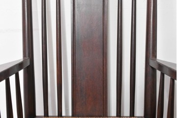 中古　希少モデル　松本民芸家具　ハイバックデザインのHB型ラッシアームチェア2脚セット　定価(2脚合計)約44万6千円　(R-086252)