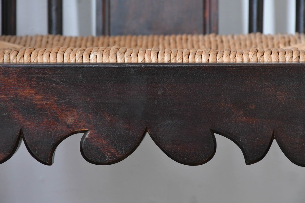 中古　希少モデル　松本民芸家具　ハイバックデザインのHB型ラッシアームチェア2脚セット　定価(2脚合計)約44万6千円　(R-086252)