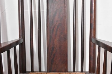 中古　希少モデル　松本民芸家具　ハイバックデザインのHB型ラッシアームチェア2脚セット　定価(2脚合計)約44万6千円　(R-086252)