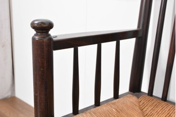 中古　希少モデル　松本民芸家具　ハイバックデザインのHB型ラッシアームチェア2脚セット　定価(2脚合計)約44万6千円　(R-086252)