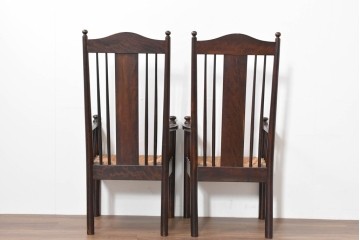 中古　希少モデル　松本民芸家具　ハイバックデザインのHB型ラッシアームチェア2脚セット　定価(2脚合計)約44万6千円　(R-086252)