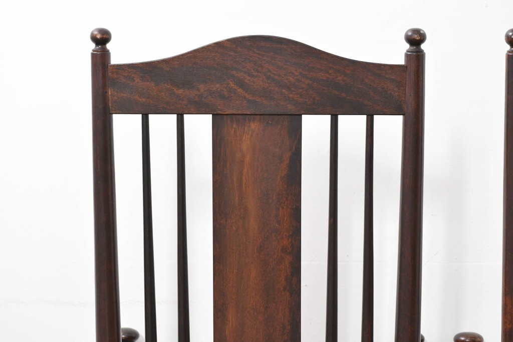 中古　希少モデル　松本民芸家具　ハイバックデザインのHB型ラッシアームチェア2脚セット　定価(2脚合計)約44万6千円　(R-086252)