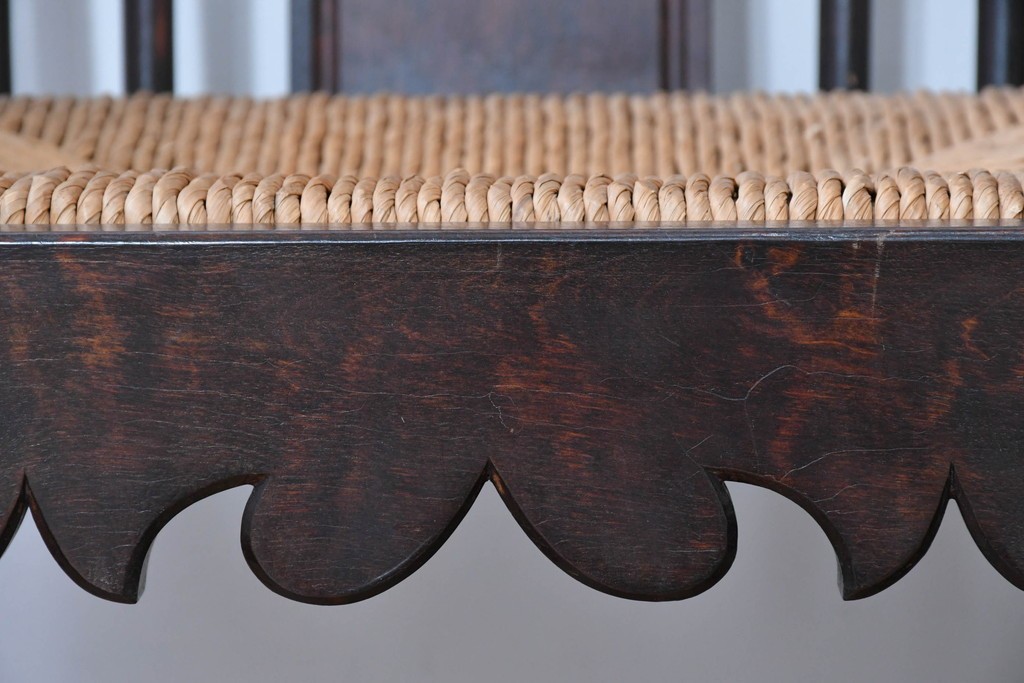 中古　希少モデル　松本民芸家具　ハイバックデザインのHB型ラッシアームチェア2脚セット　定価(2脚合計)約44万6千円　(R-086252)