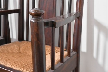 中古　希少モデル　松本民芸家具　ハイバックデザインのHB型ラッシアームチェア2脚セット　定価(2脚合計)約44万6千円　(R-086252)