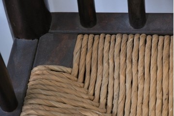 中古　希少モデル　松本民芸家具　ハイバックデザインのHB型ラッシアームチェア2脚セット　定価(2脚合計)約44万6千円　(R-086252)