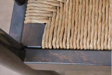 中古　希少モデル　松本民芸家具　ハイバックデザインのHB型ラッシアームチェア2脚セット　定価(2脚合計)約44万6千円　(R-086252)