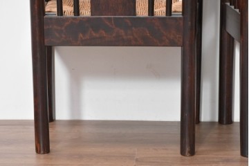 中古　希少モデル　松本民芸家具　ハイバックデザインのHB型ラッシアームチェア2脚セット　定価(2脚合計)約44万6千円　(R-086252)