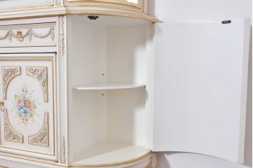 イタリアヴィンテージ　高級家具　ノバパルク(NOVAPLAK)　ロココ調の優美な装飾が魅力の照明付きミラーバックキャビネット　定価約180万円　(R-086253)