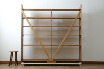 和製ヴィンテージ　昭和後期　レトロな大型オープンシェルフ　(R-086256)