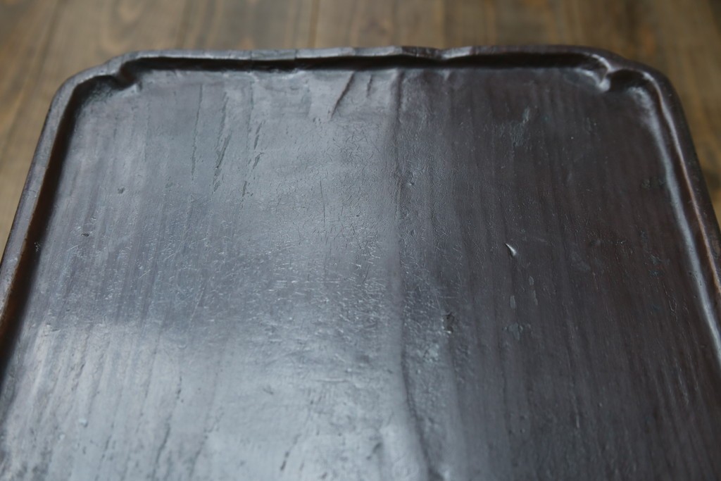 アジアンアンティーク　李朝小盤　入隅の意匠が味わい深い海州盤　(R-086258)