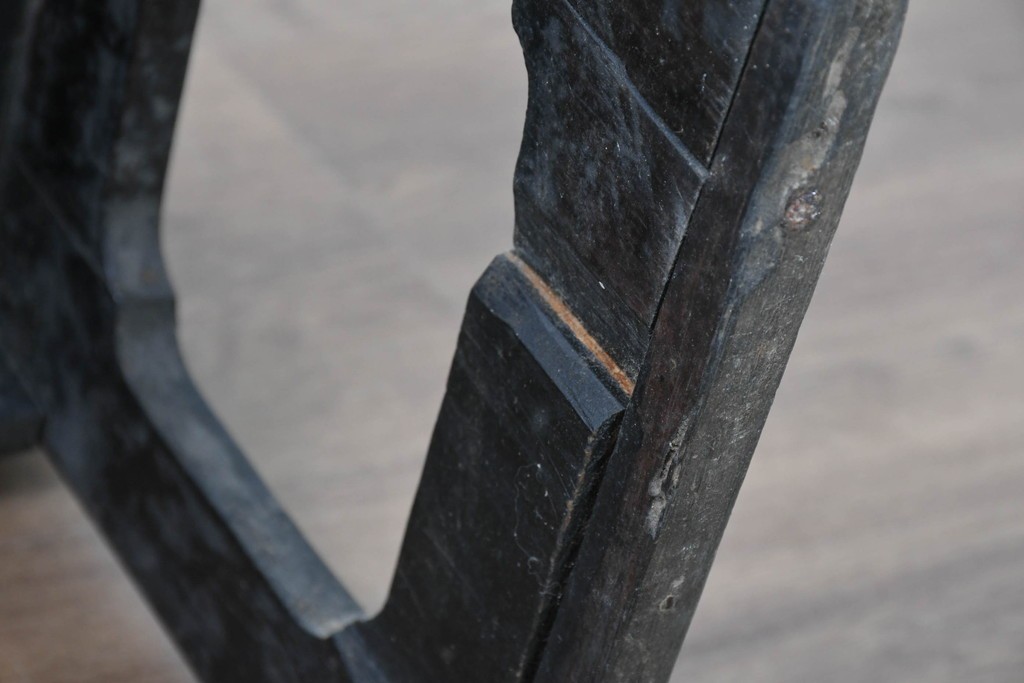 アジアンアンティーク　李朝小盤　入隅の意匠が味わい深い海州盤　(R-086259)