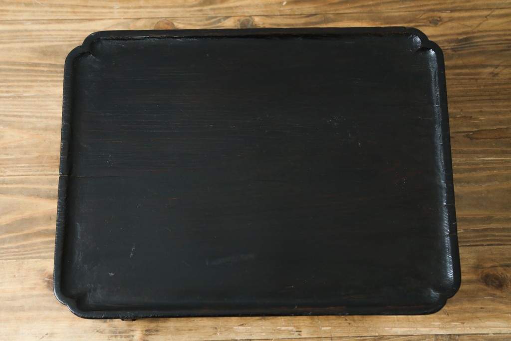 アジアンアンティーク　李朝小盤　入隅の意匠が味わい深い海州盤　(R-086259)