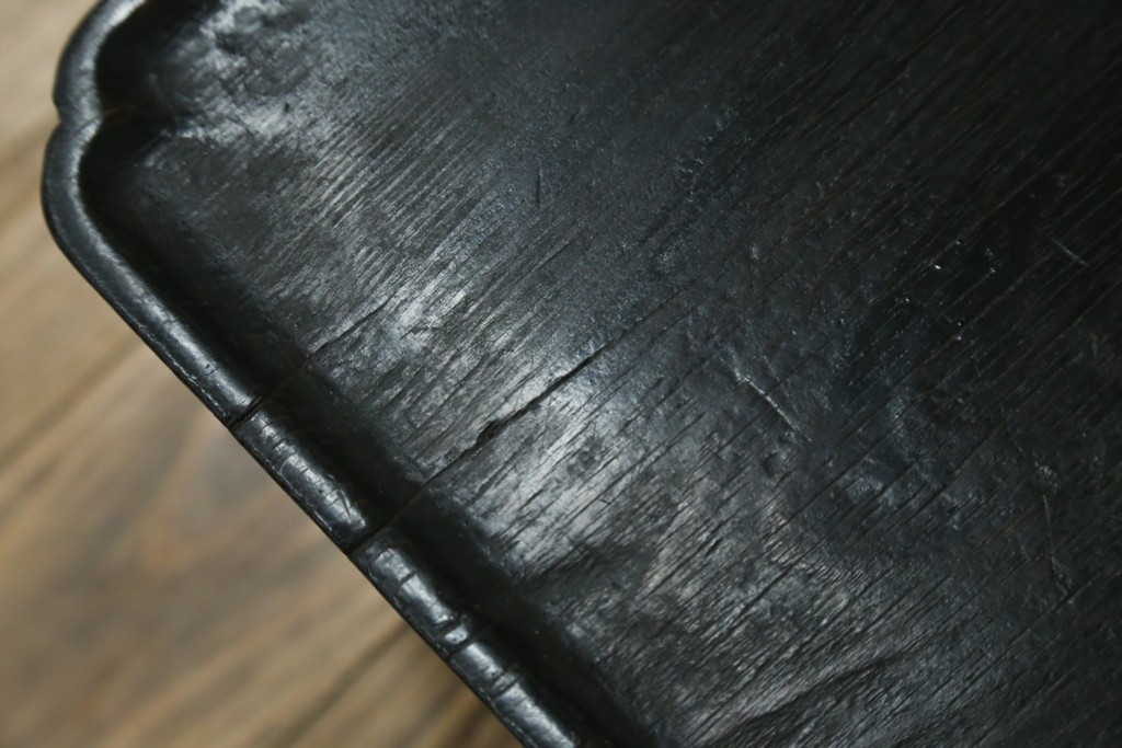 アジアンアンティーク　李朝小盤　入隅の意匠が味わい深い海州盤　(R-086259)