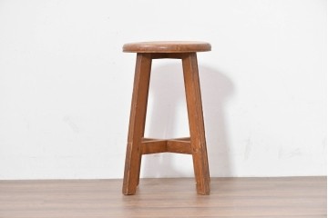 和製アンティーク　昭和初期　栓材　丸座面の素朴なスツール　(R-086260)