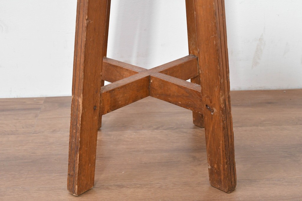 和製アンティーク　昭和初期　栓材　丸座面の素朴なスツール　(R-086260)