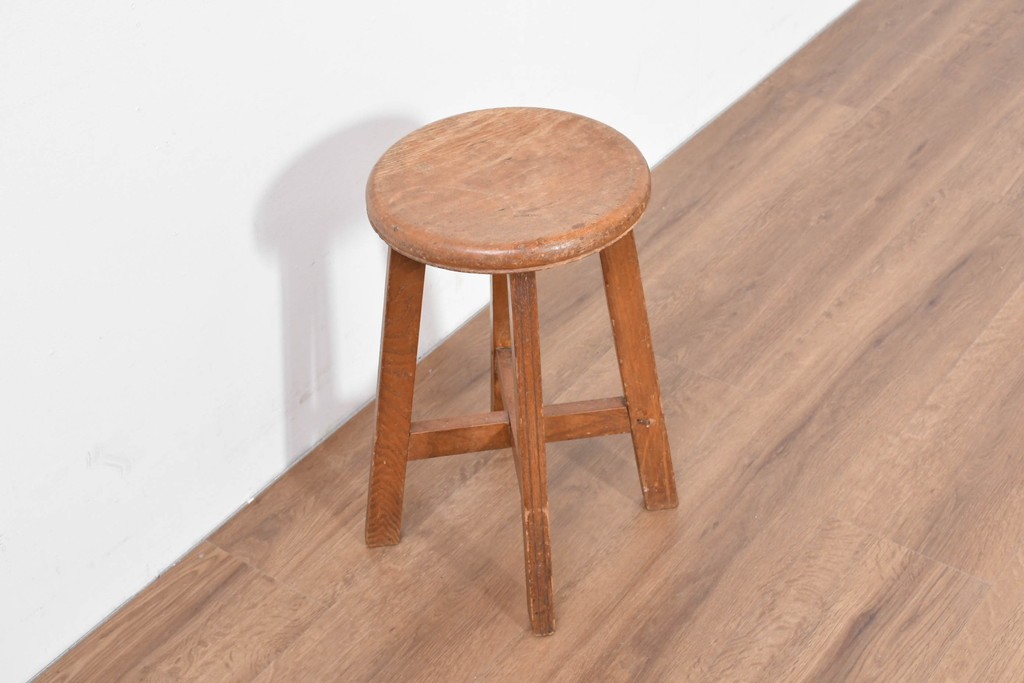 和製アンティーク　昭和初期　栓材　丸座面の素朴なスツール　(R-086260)