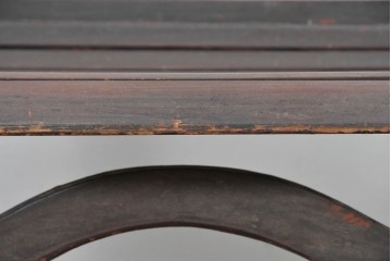 韓国アンティーク　時代物　李朝民芸家具　曲線デザインの素朴なアームレスチェア　(R-086261)