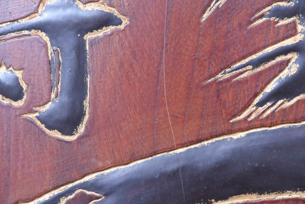 アジアンアンティーク　戦前　台湾・中国・朝鮮　「家傳　軍中敬」と書かれた欅(ケヤキ)材の扁額　(R-086262)