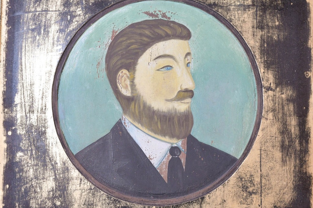 和製アンティーク　当時物　風邪薬「バザン氏丸」　戦前の薬屋の木製看板　(R-086263)