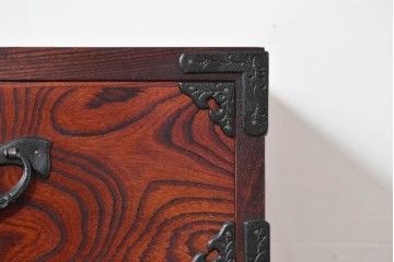 中古　岩谷堂箪笥　漆塗り　波打つ木目が美しい三尺整理箪笥　(R-086279)