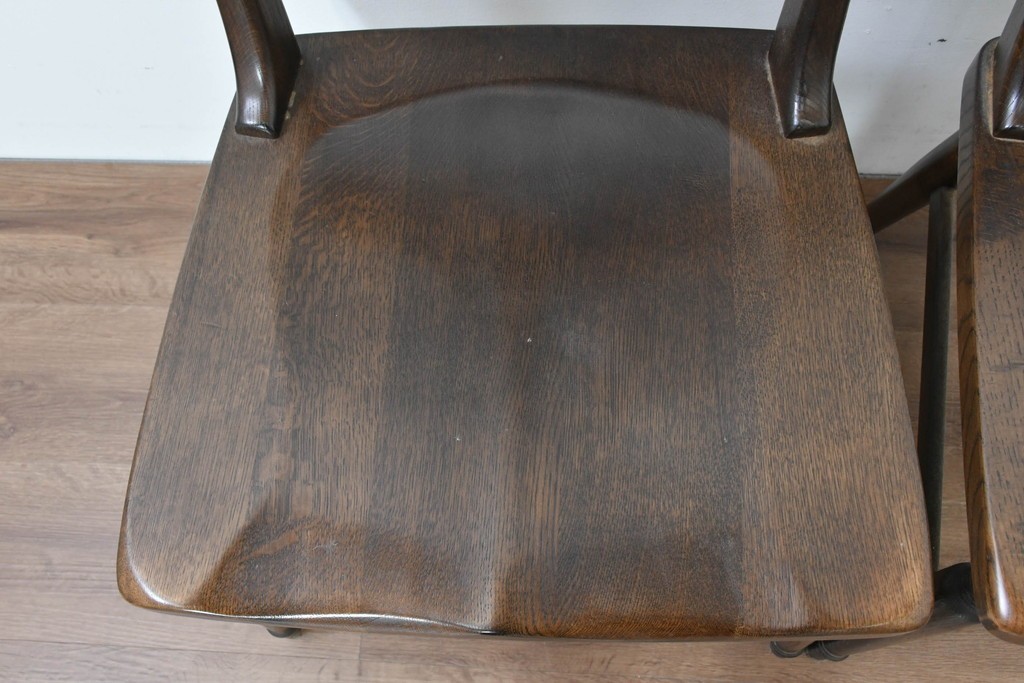 中古　美品　柏木工(KASHIWA)　WILDERNESS(ウィルダネス)　レトロカントリーな素朴さが魅力のダイニングチェア2脚セット　(R-086281)