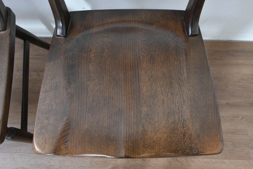 中古　美品　柏木工(KASHIWA)　WILDERNESS(ウィルダネス)　レトロカントリーな素朴さが魅力のダイニングチェア2脚セット　(R-086281)