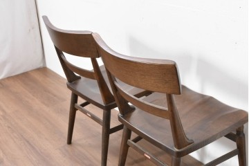 中古　美品　柏木工(KASHIWA)　WILDERNESS(ウィルダネス)　レトロカントリーな素朴さが魅力のダイニングチェア2脚セット　(R-086281)