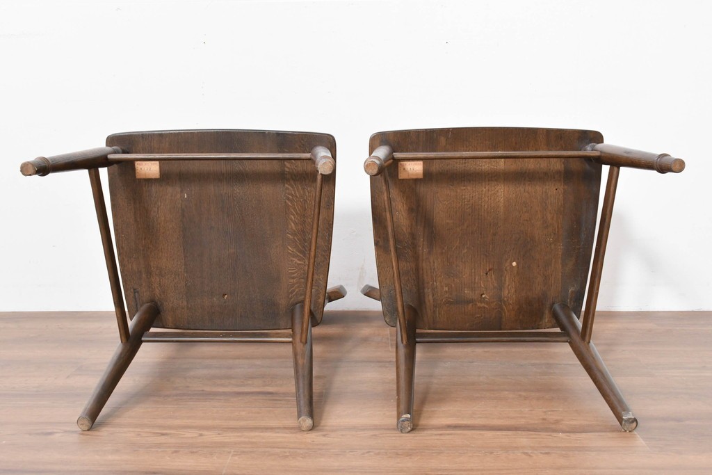 中古　美品　柏木工(KASHIWA)　WILDERNESS(ウィルダネス)　レトロカントリーな素朴さが魅力のダイニングチェア2脚セット　(R-086281)