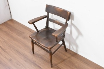 中古　美品　柏木工(KASHIWA)　WILDERNESS(ウィルダネス)　レトロカントリーな素朴さが魅力のアームチェア　(R-086283)