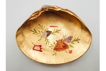 千家十職　塗師 中村宗哲　海松貝絵が美しい蒔絵の蛤香合　共箱付き　(R-086292)