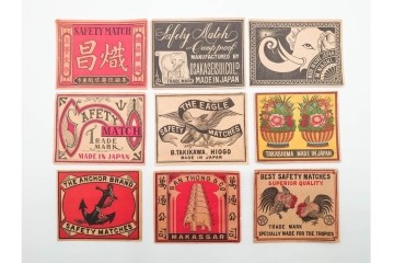 戦前　当時物　中国輸出用・日本など　大判サイズのマッチラベル44枚セット　(R-086294)