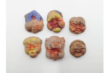 時代物　表情豊かな七福神などの泥面子40点セット　(R-086296)