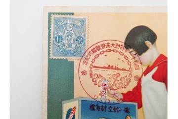 戦前　グリコ・森永・明治チョコレート・ライオン歯磨・カルピス・特別大演習観艦式などの絵葉書19枚セット　(R-086299)