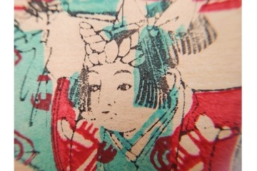 大正期　むさし　木版画の紙玩具　絵札21点セット　(R-086301)