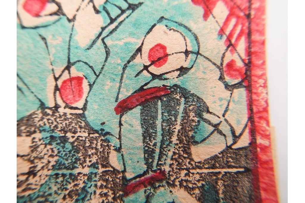 大正期　むさし　木版画の紙玩具　絵札21点セット　(R-086301)