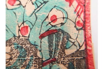 大正期　むさし　木版画の紙玩具　絵札21点セット　(R-086301)