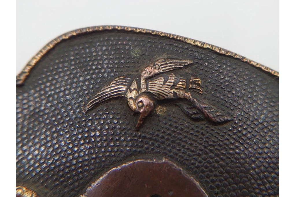 時代武具　竪丸形・丸形・木瓜形　蜻蛉や七福神、魚子地に鶴と亀などの鍔5点セット　(R-086304)