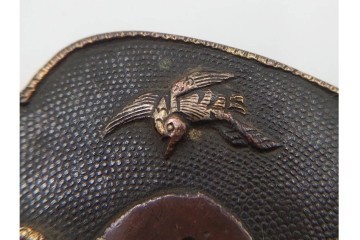 時代武具　竪丸形・丸形・木瓜形　蜻蛉や七福神、魚子地に鶴と亀などの鍔5点セット　(R-086304)