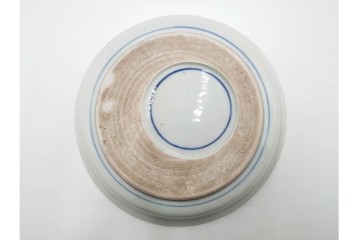 江戸期　古伊万里　染錦　菖蒲・梅模様の意匠が華やかな中皿　(R-086306)